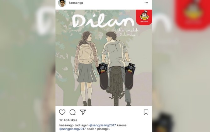 Kaesang disebut banyak netizen promo julan pisang lewat poster Dilan. - Image