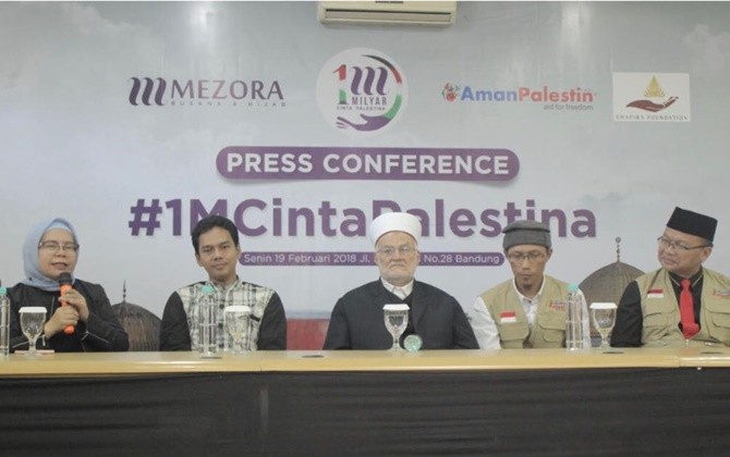 Konferensi pers kerja sama MEZORA dengan LSM Aman Palestin. - Image