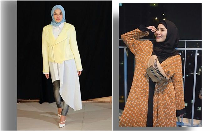 Gaya penampilan busana Nikita Mirzani dengan hijab. - Image