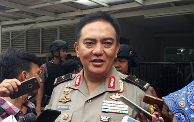 Karopemnas Mabes Polri Brigjen Pol M Iqbal di kantornya, Kebayoran Baru, Jakarta, Senin (12/3). - Image