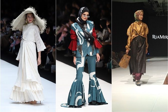 Hijab Street Style karya Dian Pelangi, Hijab Earth Tone karya Pelangi Asmara, Busana Loose karya Barli Asmara, Modest Wear karya Ria Miranda diprediksi akan tren di tahun 2019. - Image