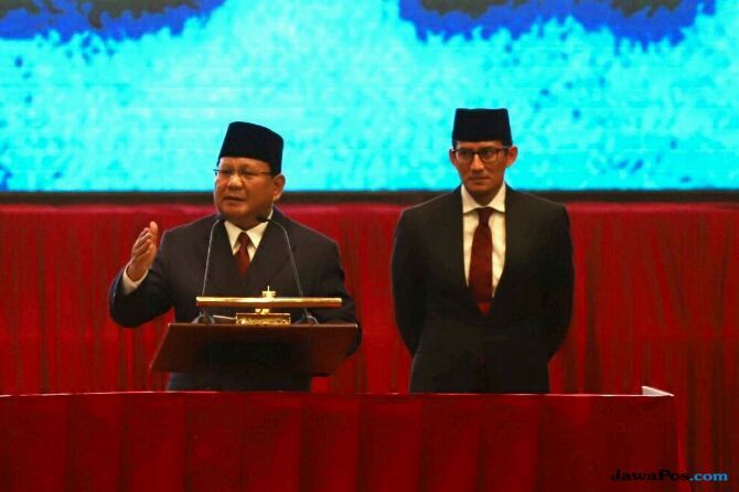 Capres nomor urut 02 Prabowo Subianto dalam pidato kebangsaan Indonesia Menang di JCC, Jakarta, Senin (14/1) - Image