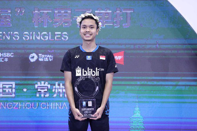 Anthony Sinisuka Ginting keluar sebagai juara Tiongkok Terbuka 2018 - Image