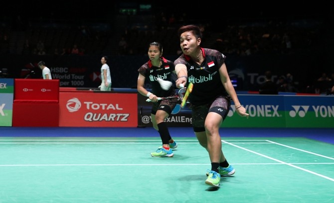 Greysia Polii/Apriyani Rahayu terjungkal di babak pertama All England 2018. - Image