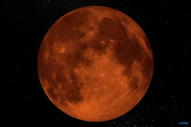 Fenomena gerhana Bulan total atau Blood Moon. - Image