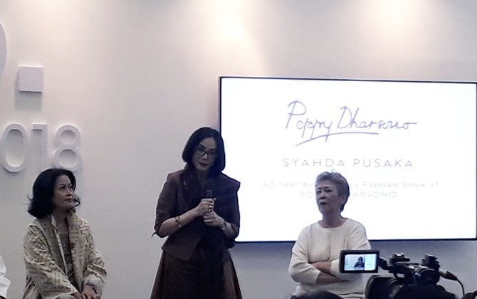 Poppy Dharsono saat konferensi pers pagelaran Syahda Pusaka - Image