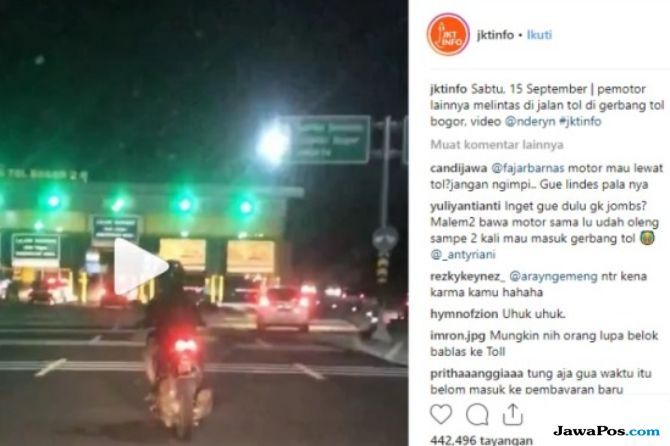 Pengendara motor masuk ke jalan tol - Image