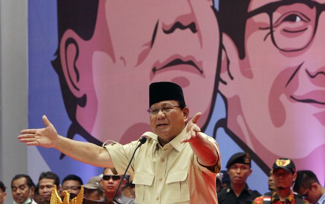 Capres nomor urut 02 Prabowo Subianto saat memberikan pembekalan pada relawan PADI. - Image