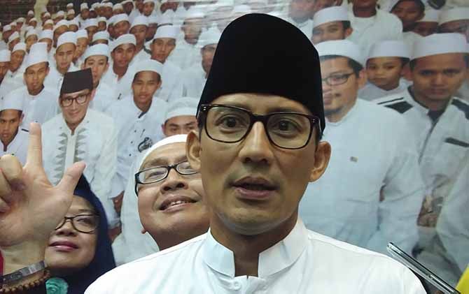 Cawapres Sandiaga Salahuddin Uno saat menghadiri salah satu kegiatan di Kota Malang, Kamis (6/12). - Image