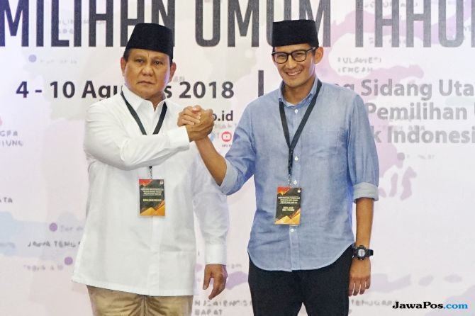 Pasangan Capres dan Cawapres Prabowo Subianto (kiri) dan Sandiaga Uno. - Image