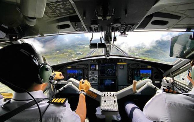 Ilustrasi pilot dalam kokpit pesawat - Image