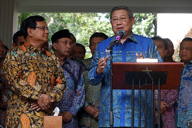 Capres Prabowo Subianto bersama presiden keenam Susilo Bambang Yudyohono (SBY). - Image