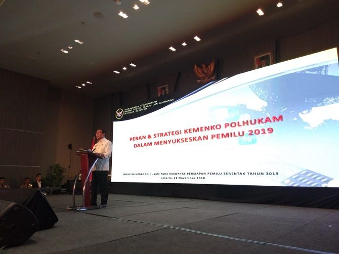 Menteri Koordinator Politik Hukum dan Keamanan (Menko Polhukam) Wiranto saat menyampaikan pidato pada penutupan acara - Image