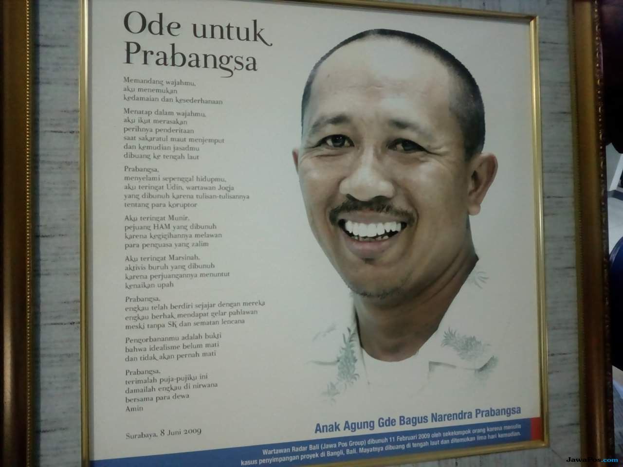Almarhum Anak Agung Gde Bagus Narendra Prabangsa, wartawan Jawa Pos Radar Bali yang menjadi korban pembunuhan berencana oleh I Nyoman Susrama. - Image