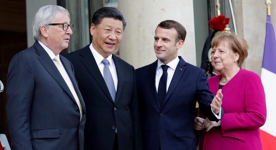 Presiden Cina Xi Jinping bertemu dengan pimpinan Jerman, Prancis dan Uni Eropa di Paris, Selasa (26/3). Mereka menegaskan akan bekerjasama lebih erat - Image
