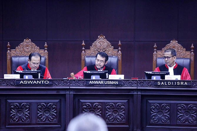 Majelis hakim MK saat membuat putusan soal UU Pemilu. - Image