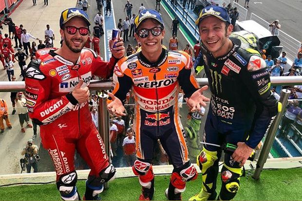 Andrea Dovizioso, Marc Marquez, dan Valentino Rossi sukses merebut podium di GP Argentina 2019 - Image