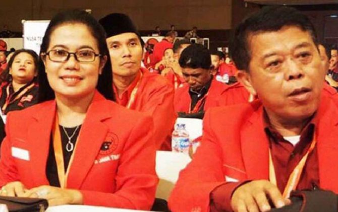 Ketua DPD PDIP Jatim Kusnadi (kanan) dan Sekretaris DPD PDIP Jatim Sri Untari. - Image