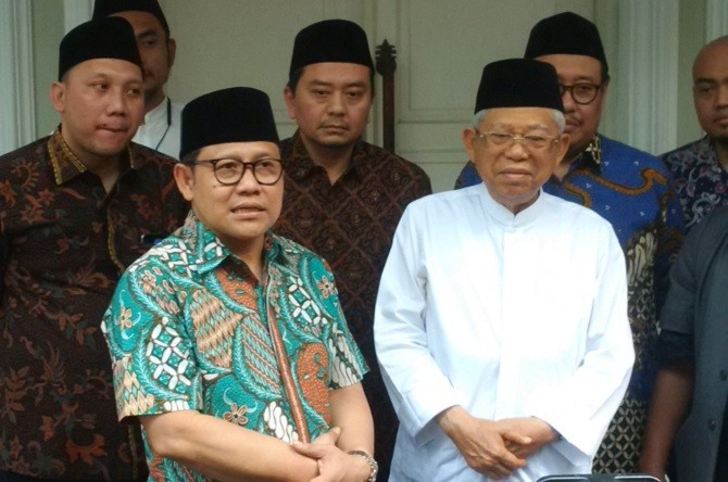 Ketua Umum Partai Kebangkitan Bangsa (PKB) Muhaimin Iskandar alias Cak Imin melakukan pertemuan tertutup dengan Wakil Presiden terpilih Ma - Image