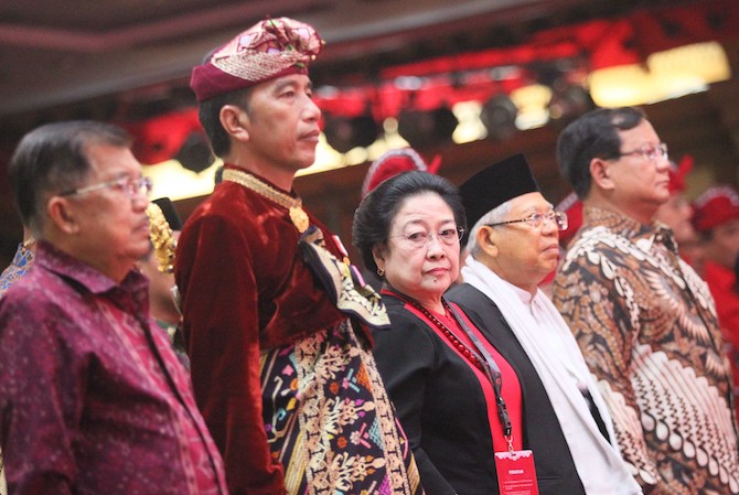 Wapres Jusuf Kalla, Presiden Joko Widodo, Ketum Megawati Soekarnoputri, Wapres Terpilih Ma - Image
