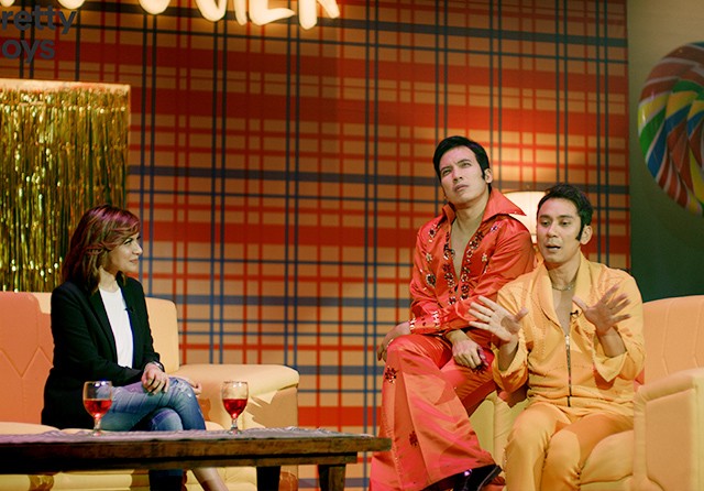 Scene Vincent, Desta, dan Najwa Shihab di film Pretty boys. (Anami Pictures) - Image
