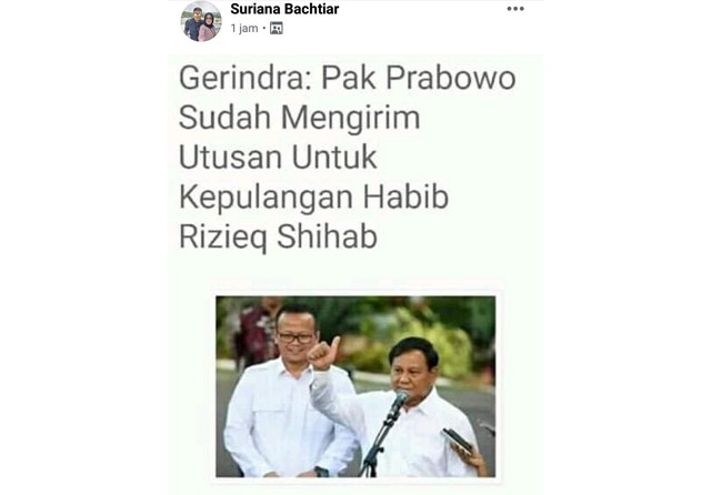 Hoax Prabowo Jemput Rizieq - Image