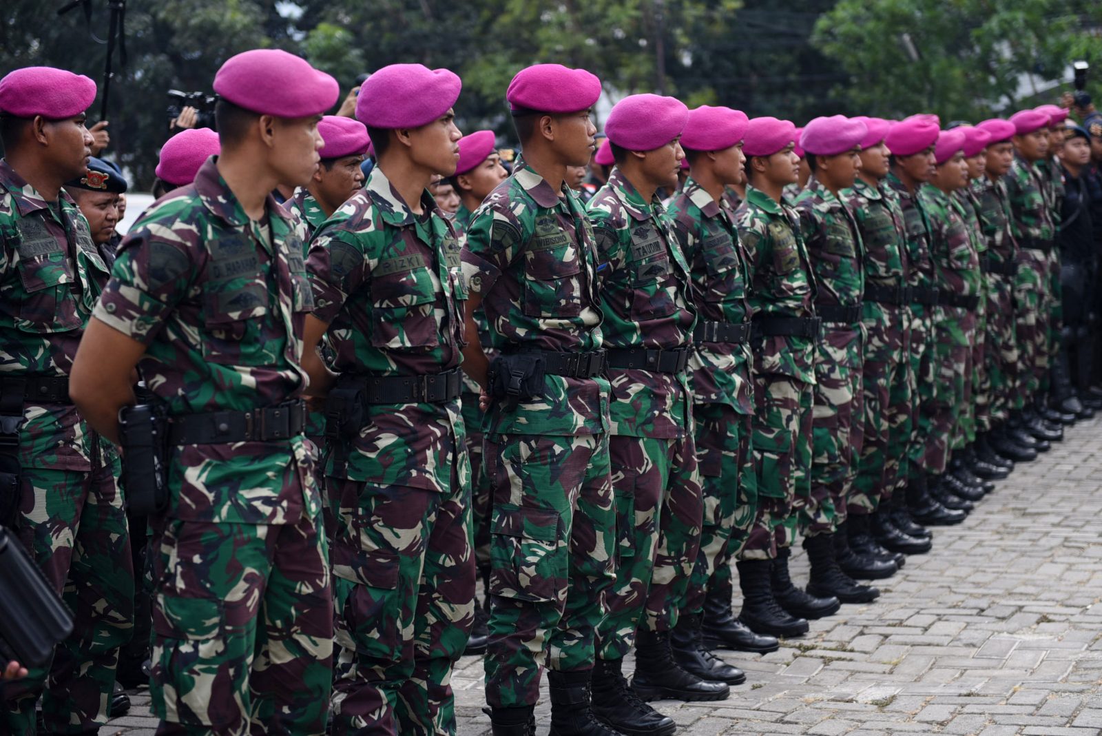 Pasukan TNI saat apel di lapangan Graha Jala Puspita, Jl RE Martadinata, Jakarta Pusat (Jakpus), Minggu (20/10/2019). Kesiapan pasukan tersebut dalam rangka pengamanan acara pelantikan presiden terpilih Joko Widodo (Jokowi) dan wakilnya, Ma - Image
