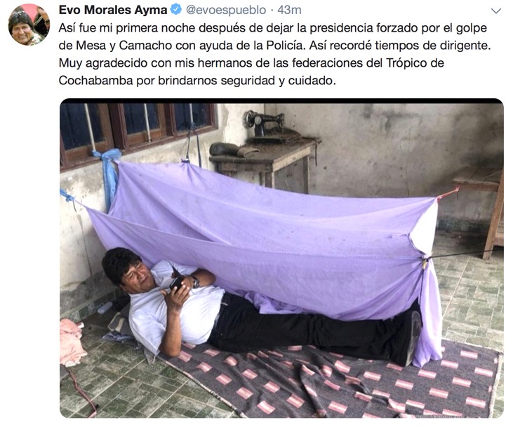 This screen grab of a tweet posted on the account of Bolivia - Image