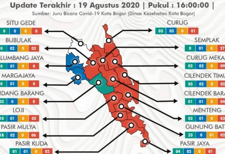 Grafis peta persebaran kasus Covid-19 di Kecamatan Bogor Barat, Kota Bogor. Pemkot Bogor/Antara - Image