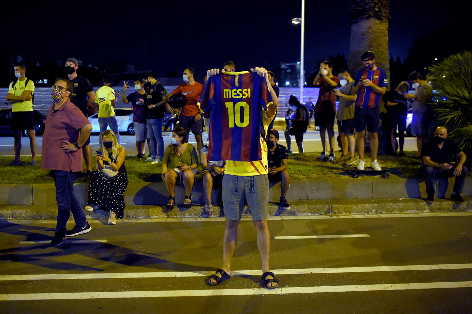 FC Barcelona supporters gather outside the club - Image