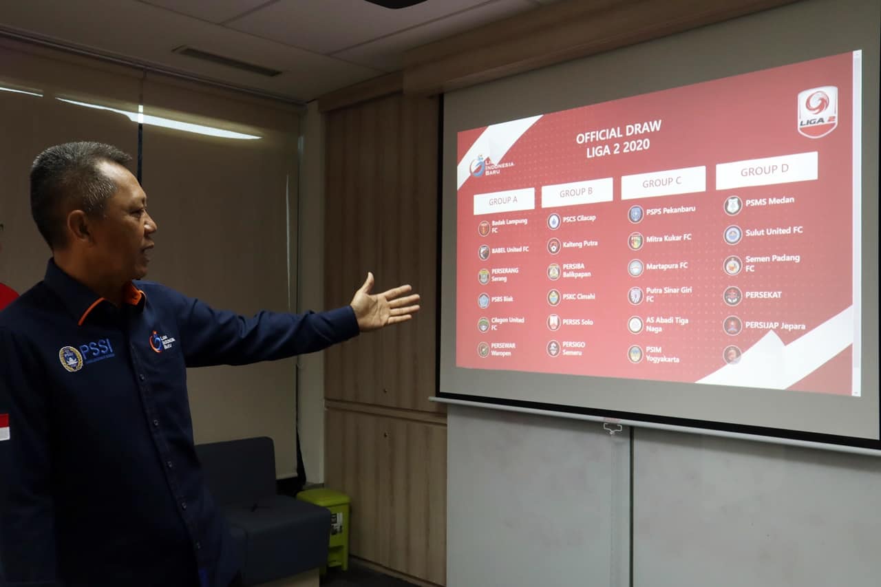 TERSEBAR: Suasana drawing Liga 2 yang digelar secara virtual kemarin. LIGA INDONESIA - Image