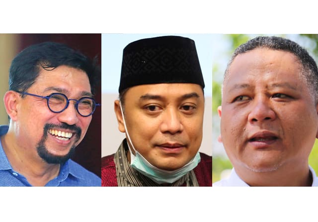 Dari kiri, Para Calon Pemimpin Surabaya: Machfud Arifin, Eri Cahyadi, dan Whisnu Sakti Buana. (Frizal/Jawa Pos) - Image