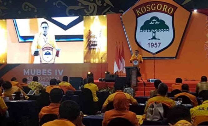 Ketua Majelis Pertimbangan Organisasi (MPO) Kesatuan Organisasi Serbaguna Gotong Royong (Kosgoro) 1957 Agung Laksono. Khaerul Izan/Antara - Image
