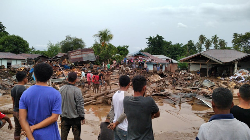 Kerusakan akibat banjir bandang di salah satu kawasan permukiman di Kabupaten Flores Timur, Nusa Tenggara Timur. TAGANA FLORES TIMUR FOR TIMOR EXPRESS - Image