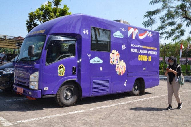 Mobil vaksinasi yang akan dioperasikan Pemerintah Kota Jogjakarta untuk mempercepat peningkatan cakupan vaksinasi Covid-19. Humas Pemkot Jogjakarta/Antara - Image