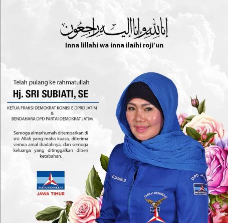 Ungkapan belasungkawa untuk Sri Subiati. DPC Demokrat Jatim - Image