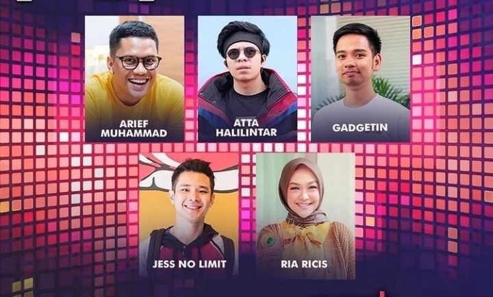 Arief Muhammad, Atta Halilintar, Gadgetin, Jess No Limit dan Ria Ricis bersaing di VCCA 2021 untuk kategori Content Creator Digital Terfavorit./istimewa - Image