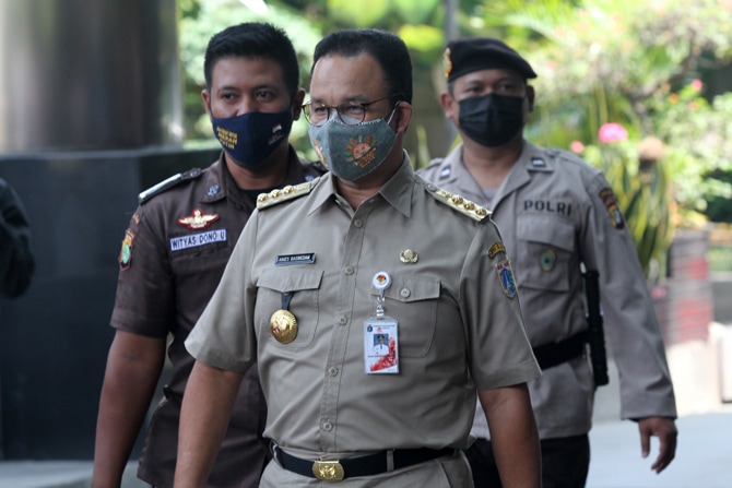 Gubernur DKI Jakarta Anies Baswedan memenuhi panggilan Komisi Pemberantasan Korupsi (KPK) Selasa, (21/9/2021). Anies diperiksa terkait kasus dugaan korupsi pengadaan lahan di Munjul, Kelurahan Pondok Ranggon, Kecamatan Cipayung, Jakarta Timur pada tahun 2 - Image