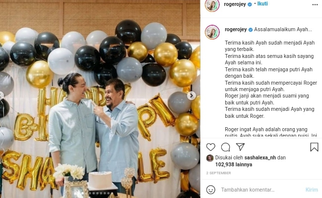 Kebersamaan Roger Danuarta ayah mertuanya, Suryadi AK. INSTAGRAM - Image