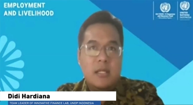Team Leader of Innovative Finance Lab UNDP Indonesia, Didi Hardiana dalam briefing pers PBB di Indonesia, - Image