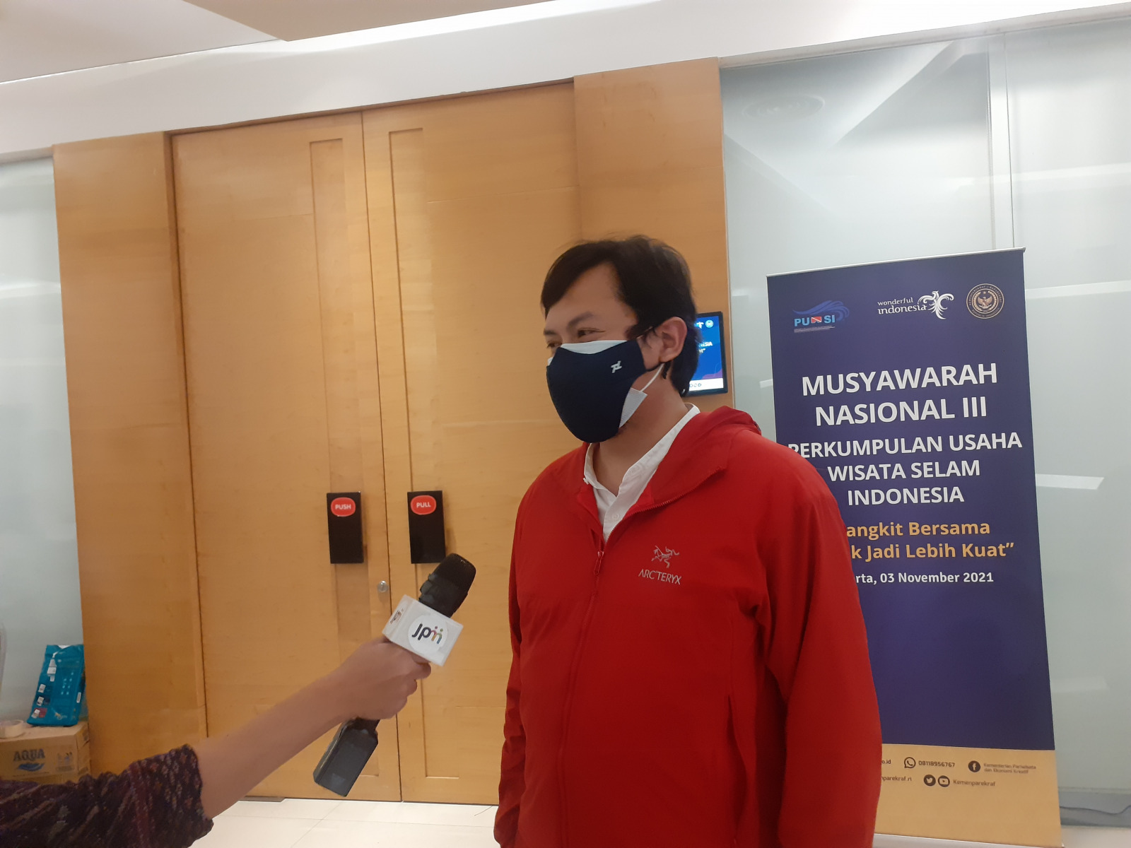 Caption: Ketum PUWSI periode 2021-2024 Arief Yudo Wibowo dalam Munas III di Hotel Harris fX Sudirman, Jakarta Pusat, Rabu (3/11). (Saifan Zaking) - Image