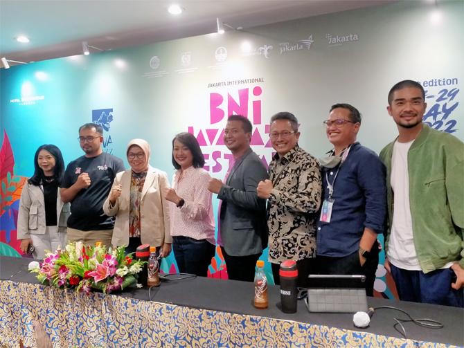 Jumpa pers Java Jazz Festival 2022 di bilanga Sawa Besae Jakarta Pusat Rabu (25/5)./Abdul Rahman - Image