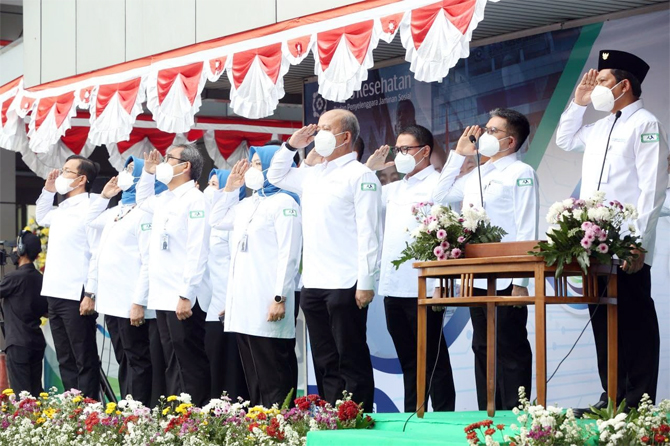 Upacara Peringatan HUT ke-54 BPJS Kesehatan, di Kantor Pusat BPJS Kesehatan, Jumat (15/07). - Image