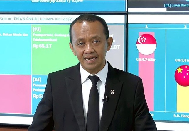 Tangkapan layar Menteri Investasi/Kepala BKPM Bahlil Lahadalia. Youtube Kementerian Investasi BKPM/Antara - Image