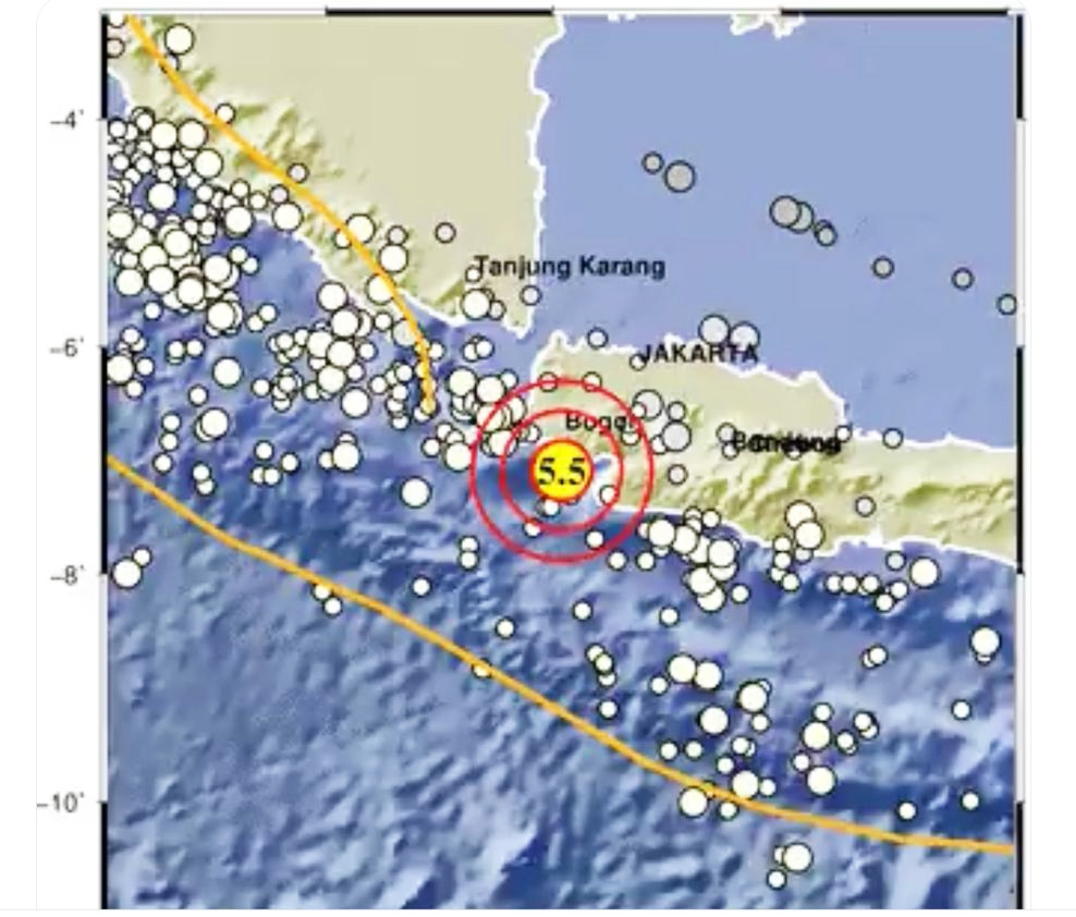 Ilustrasi pusat gempa di Bayah Provinsi Banten. - Image