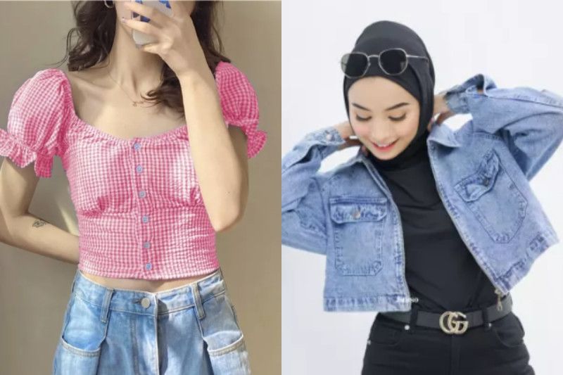 Crop top dari Briee Fashion (kiri) dan outerwear dari Jiniso (kanan) dapat jadi pilihan untuk tampil stylish saat liburan (ANTARA/HO-Lazada) - Image