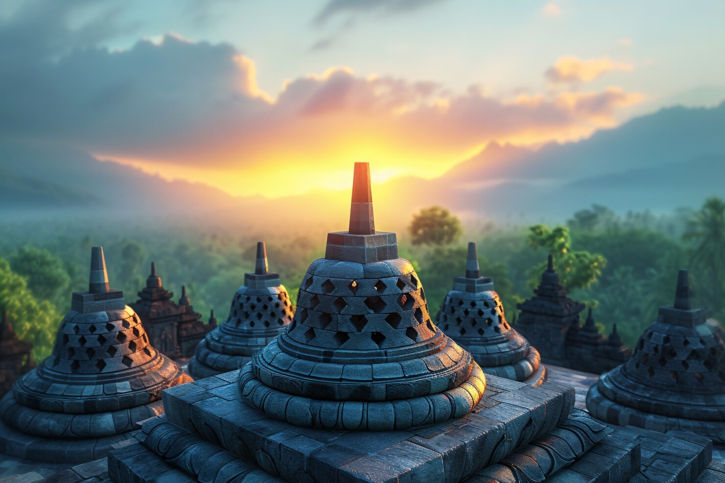 Borobudur menjadi salah satu situs warisan dunia UNESCO paling fotogenisk di Asia. (Freepik)