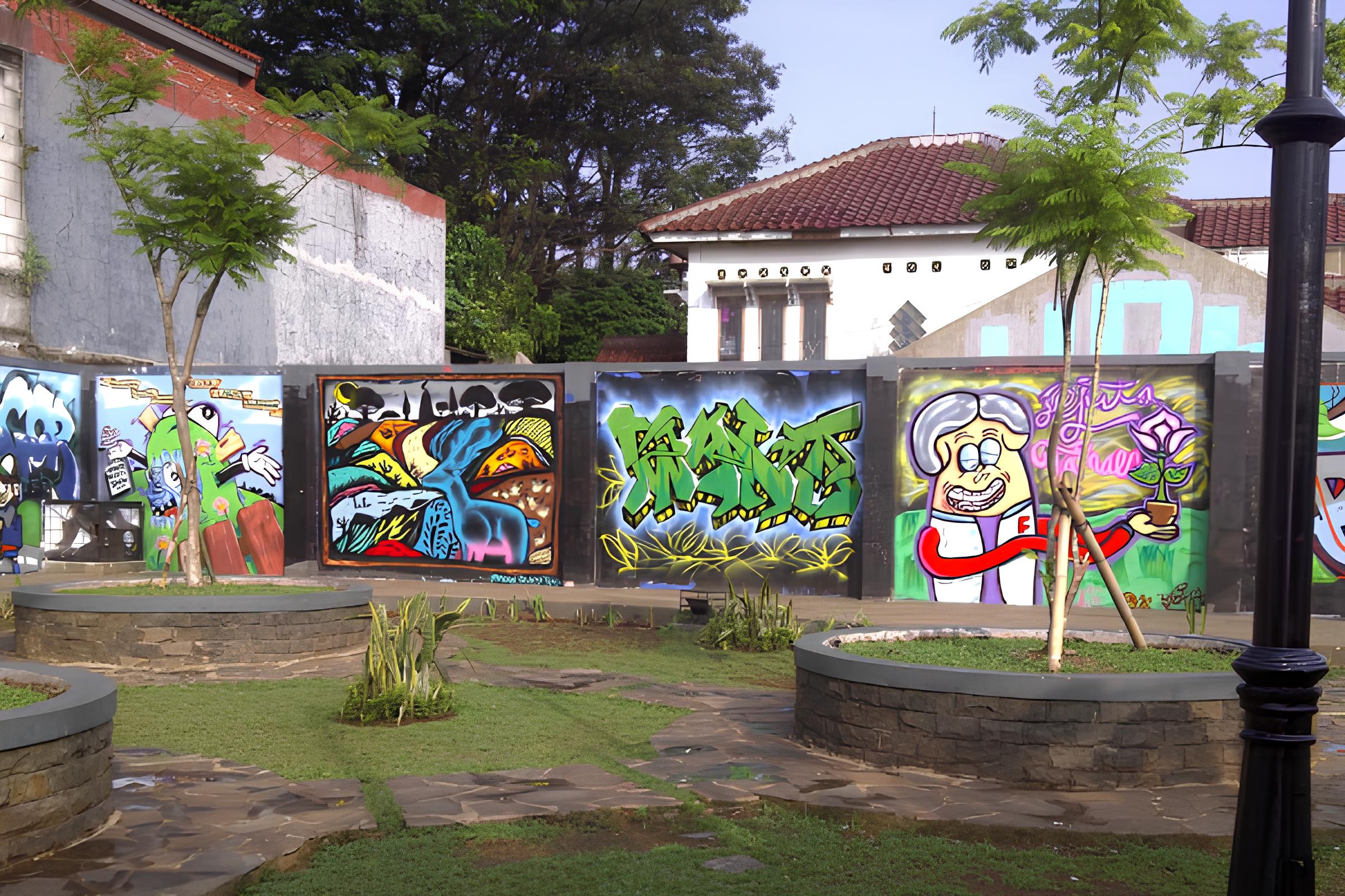 Mural dan Grafiti yang ada di Taman Corat-Coret. (rukita.co)