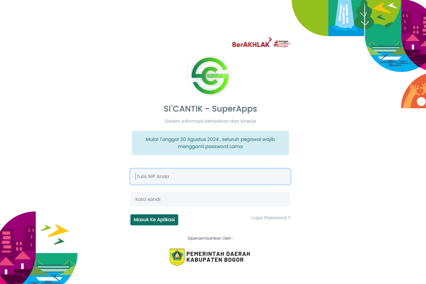 Tampilan website dari aplikasi SI-CANTIK