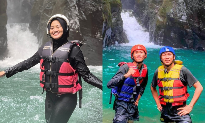 Wisatawan yang berkunjung ke Curug Naga